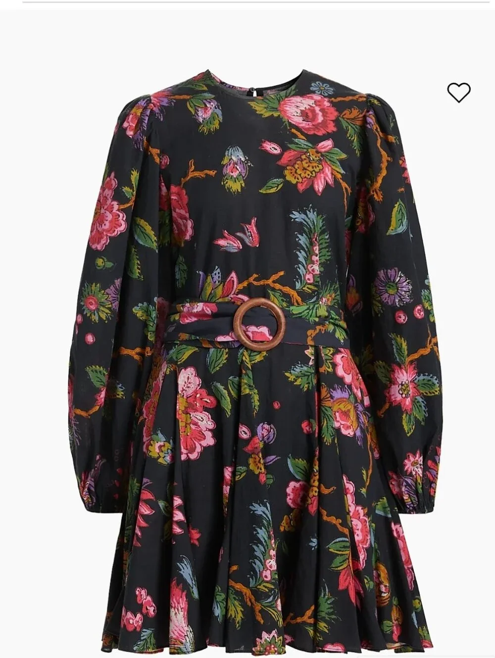 NEW Rhode Floral Print Black Puff-Sleeve Fit & Flare Dress 100% Cotton - Large - Picture 2 of 11